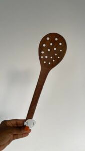 Uli' handcrafted teakwood server (perforated)