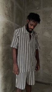 Zunna Lagos 2 piece breathable fabric (Striped)