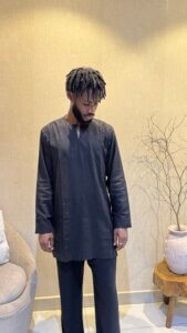 zunna black men's linen two piece set