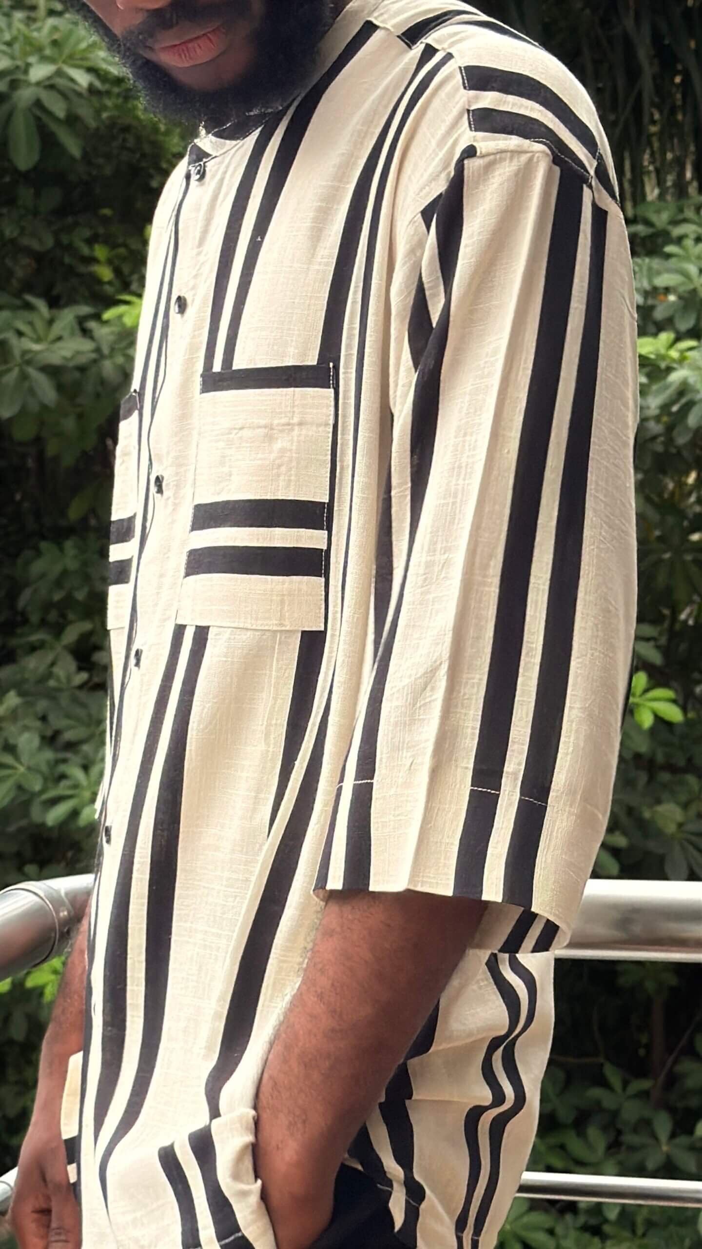 uno striped men's linen shirt - Image 2