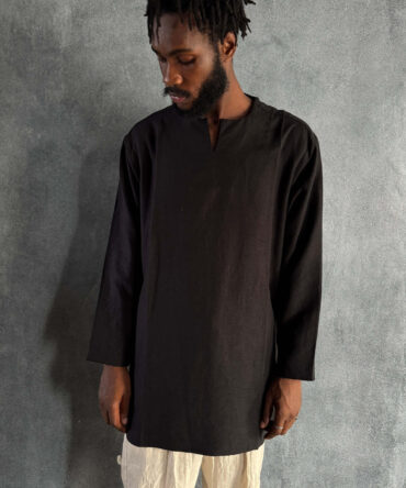 Zunna Lagos Linen Shirt/ Long Sleeve/ V-Slit Neckline/ Available in L & XL