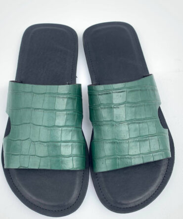 zunna croc-embossed leather men slide